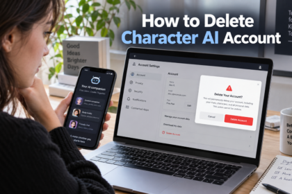 how to delete character ai account