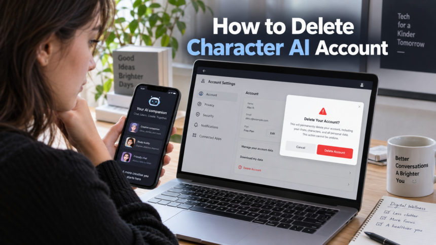 how to delete character ai account